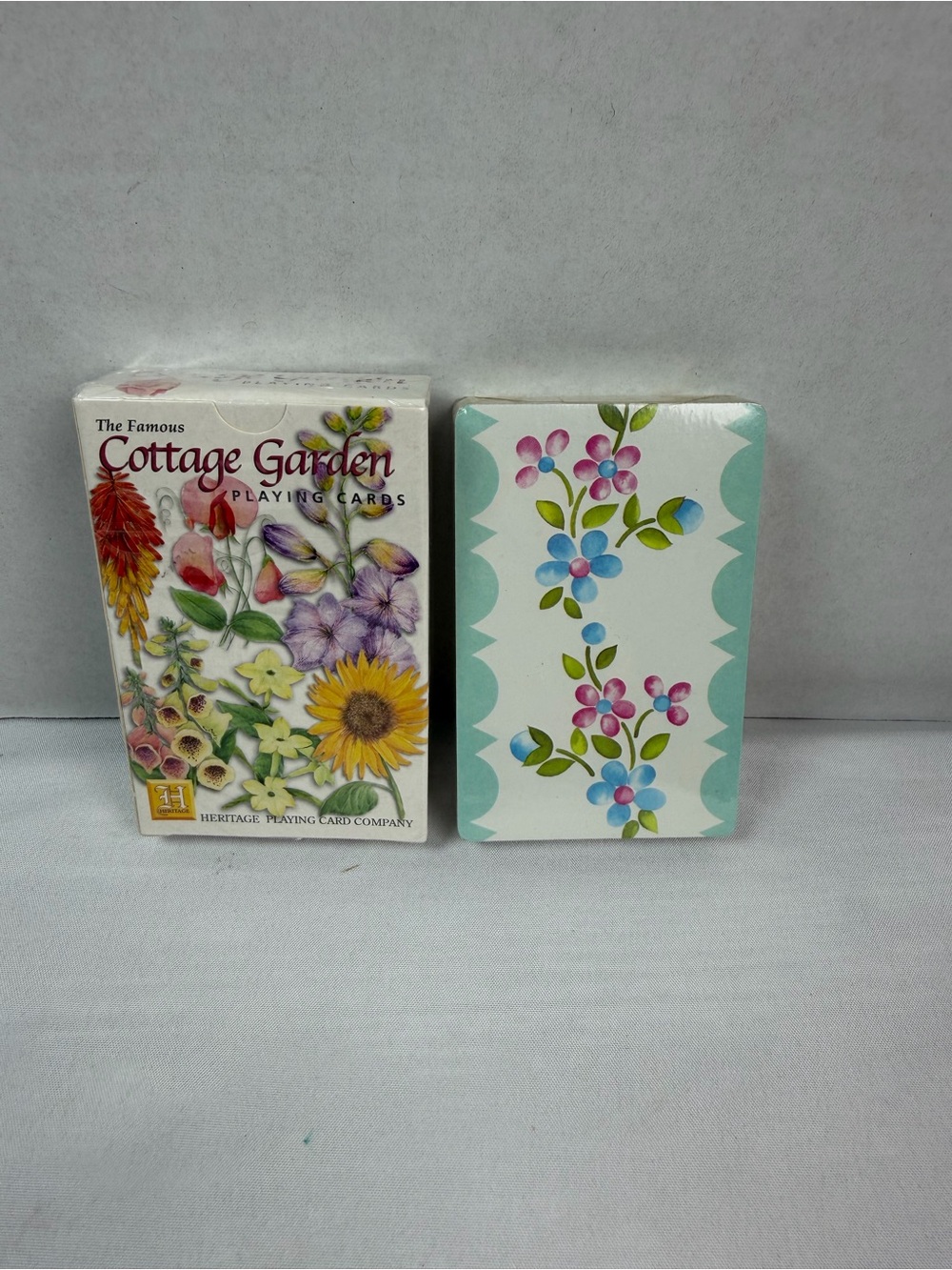 New Vintage Sealed 2 Decks 1Heritage Playing Cards Cottage Garden & Wild Flowers